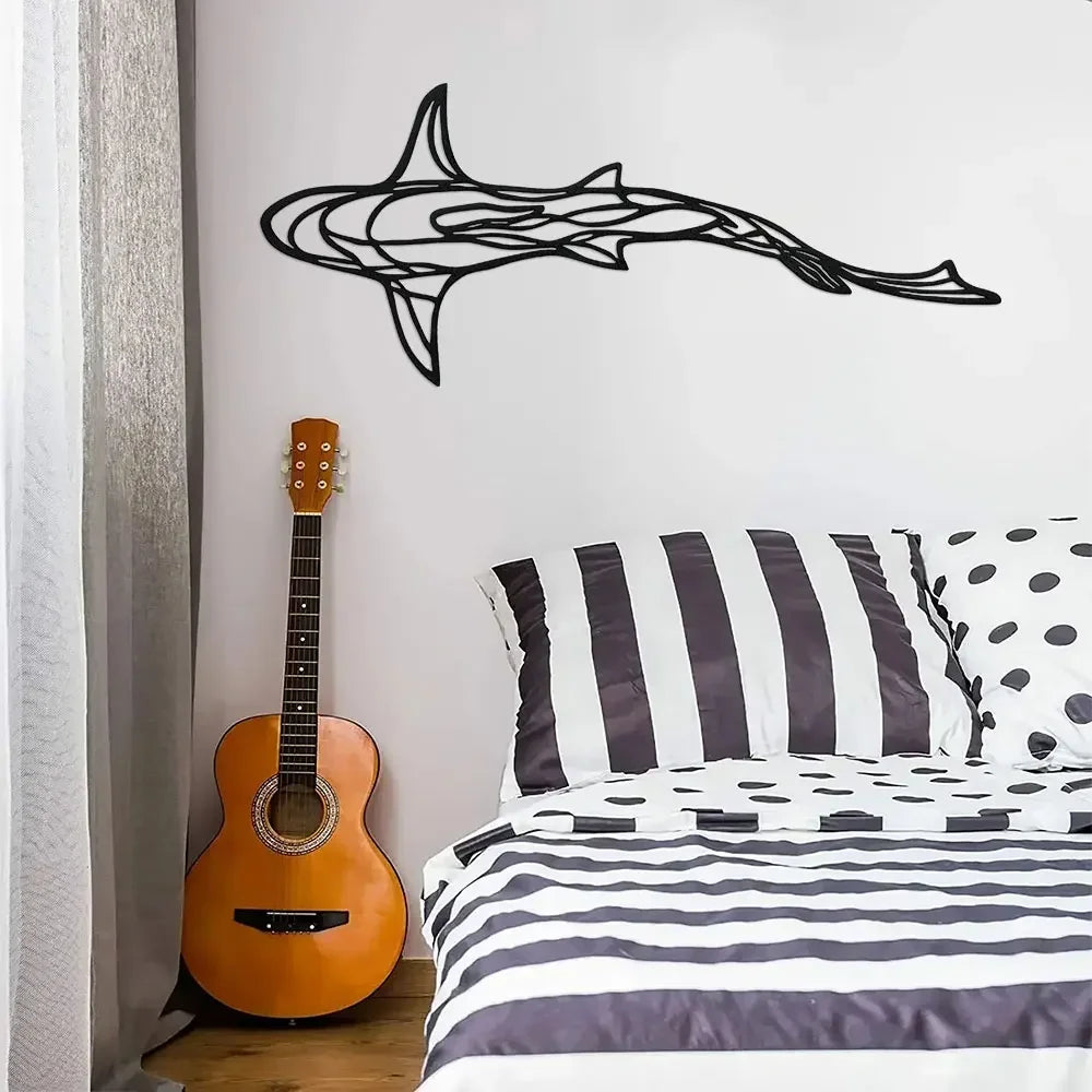 Metall Hai Wanddekoration – Minimalistische Hai Linienkunst Kaufschwan®