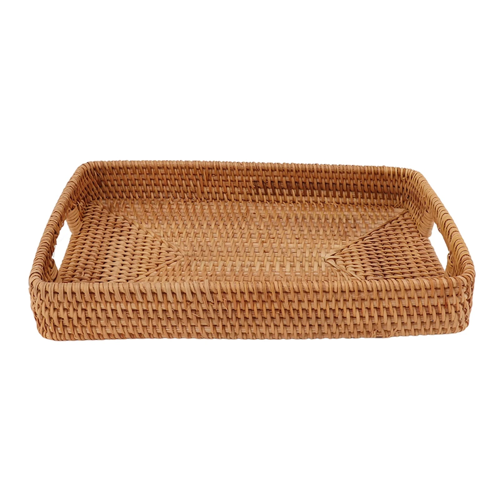 Geflochtenes Rattan Serviertablett – Großes Aufbewahrungs-Tablett im Landhausstil für Obst & Desserts Kaufschwan®