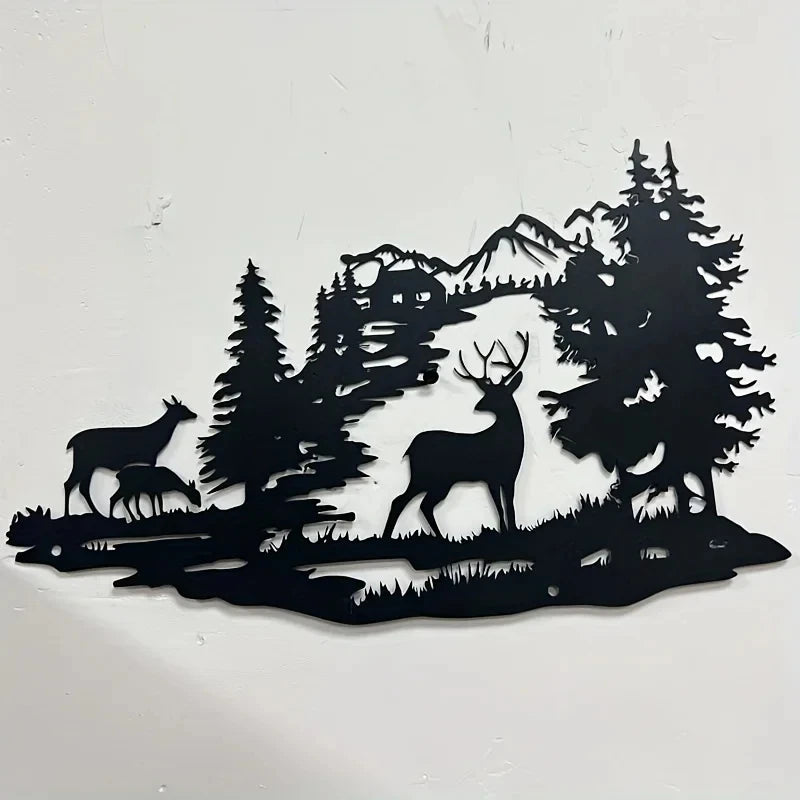 Metall Hirsch Wald Wandbild – Schmiedeeisen Moderne Minimalistische Dekoration Kaufschwan®