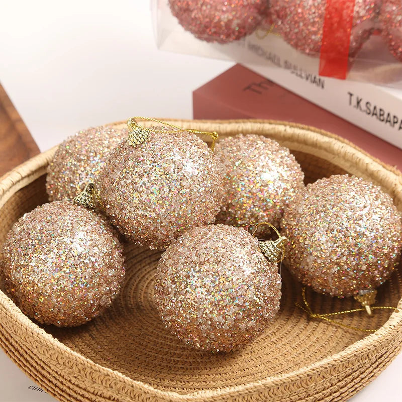 6–30 Stück Champagner Gold Glitzer Weihnachtskugeln – 6CM Christbaumkugeln | Festliche Deko für Weihnachten & Neujahr Kaufschwan®
