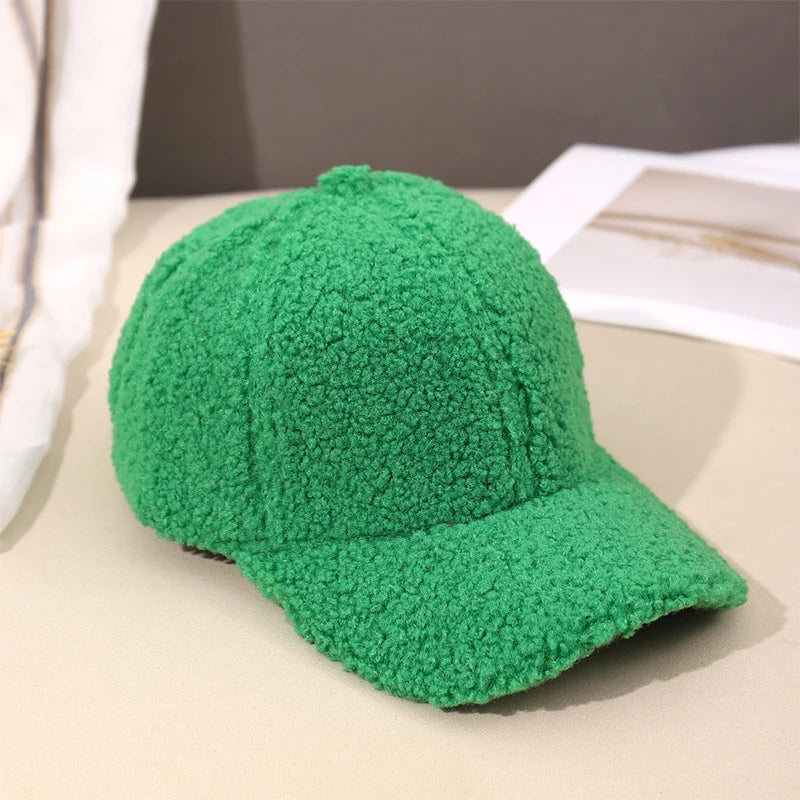 Herbst Winter Baseballkappe | Damen Kappe aus Kunstlammwolle | Warme Plüsch Baseballkappe Kaufschwan®