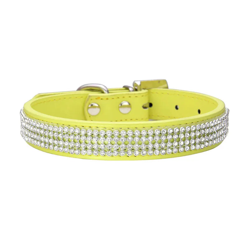 Wildleder Kristall Strass Hundehalsband Verstellbar Glitzer Halsband mit Zinklegierung Schnalle für Kleine Hunde Katzen Kaufschwan® Gelb XS 1.5X30cm