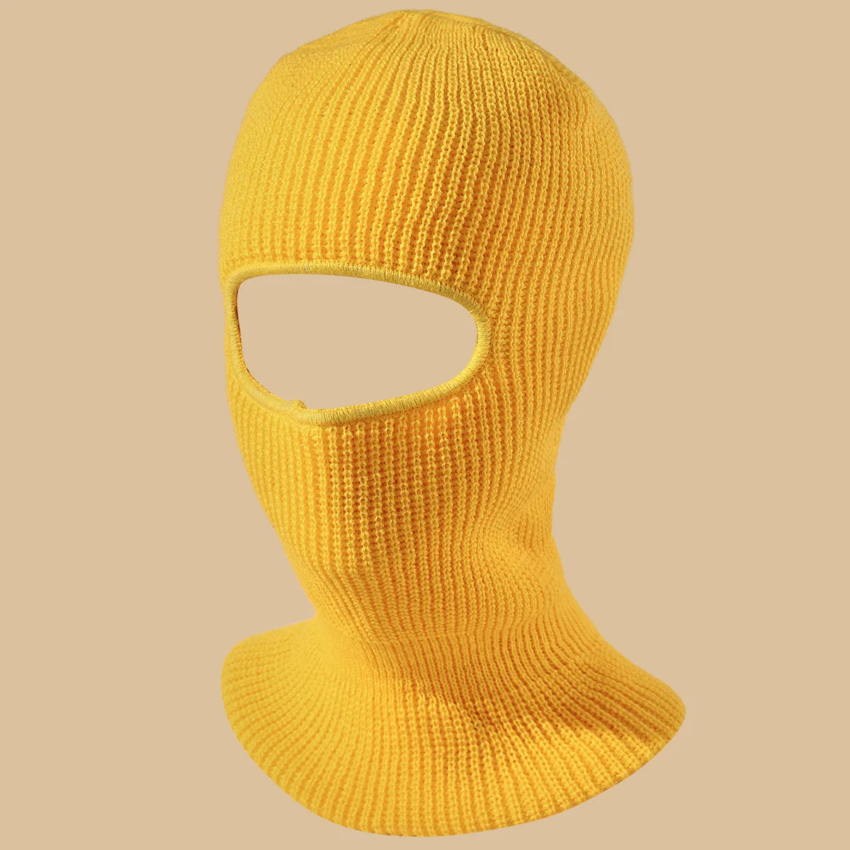 Unisex 1-Loch Skimaske Balaclava – Gestrickte Vollgesichts-Beanie Mütze | Winddichte Wintermütze für Damen & Herren beim Radfahren & Outdoor Kaufschwan® Gelb 54-59cm