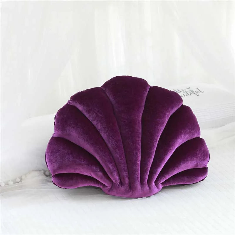 Velours Kissen mit Füllung für Wohnkultur | Sofa Kissen mit Muschel Design | Geschenk | 32x25cm
