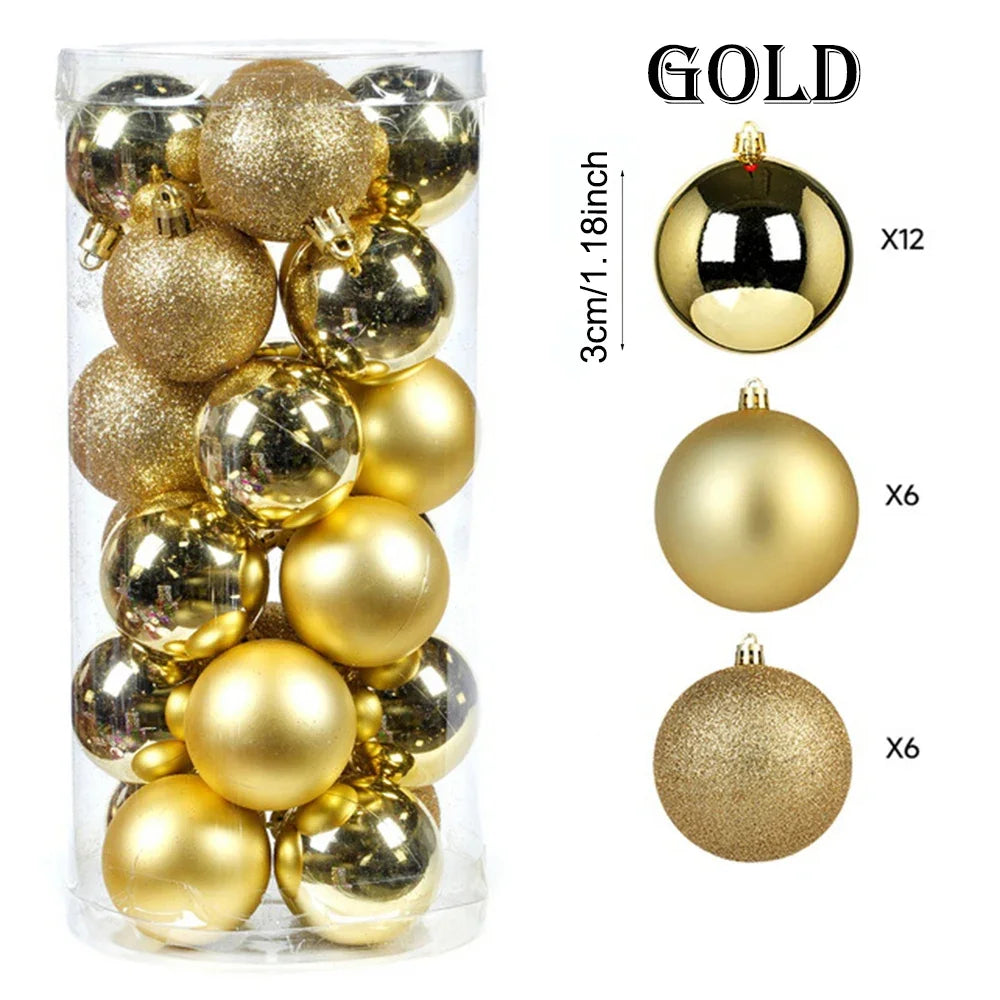 Glitzer Weihnachtskugeln – Bruchsichere Christbaum Anhänger | Festliche Deko für Weihnachten, Hochzeit & Feierlichkeiten Kaufschwan® Gold 24er Set