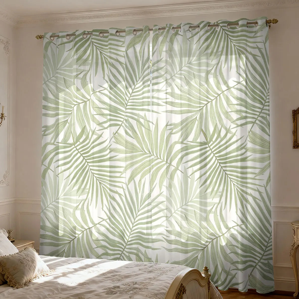 Blatt Pflanzen Print Vorhang 90g Isoliert Perforiert für Wohnzimmer Schlafzimmer 2 Stück/Set Kaufschwan®