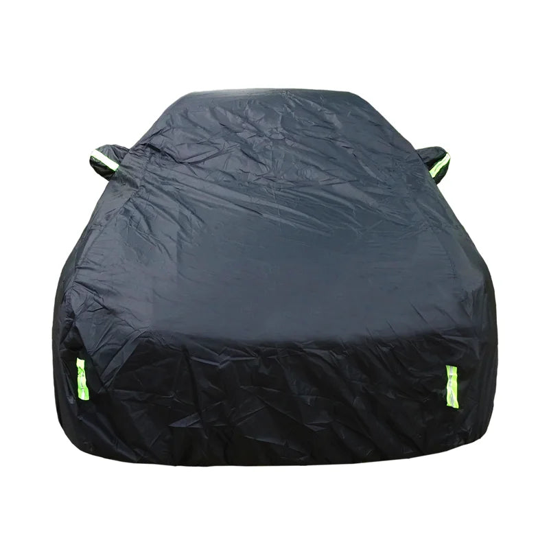 Car Cover Full Exterior Black Auto Cover Sunshade Dustproof Protection With Reflective strips Universal for Hatchback Sedan SUV Kaufschwan®