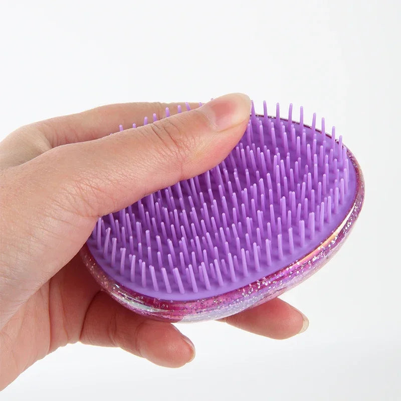 Kleiner Tragbarer Ei-Kamm – Sternenhimmel Design | Antiverknotungs-Haarbürste für Kinder, Reisen & Edge-Styling Kaufschwan®