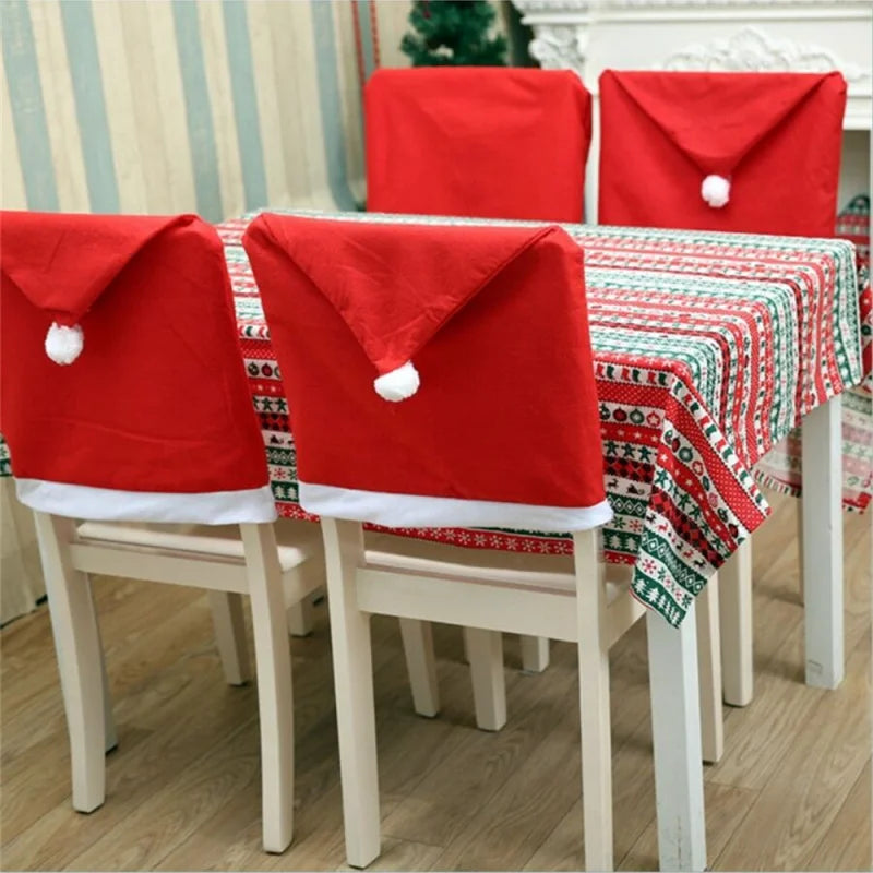 4 Stück Weihnachtsstuhlbezüge – 25x20 Zoll Festliche Dekoration | Langlebige Stoff Stuhlhussen für Zuhause & Partys Kaufschwan®