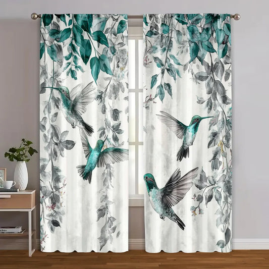 Minimalistischer Vorhang mit Buntem Kolibri Druck Polyester für Wohnzimmer Schlafzimmer Fenster 2 Stück/Set Kaufschwan® 130x210cm
