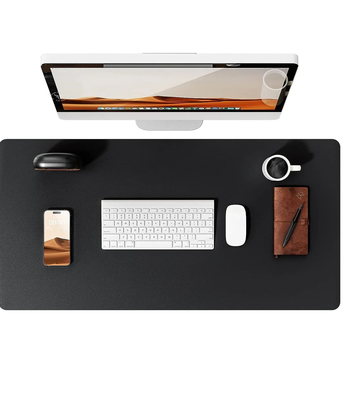 Große PU Leder Schreibtischunterlage – Rutschfeste Office Tischmatte und Laptop Schutzauflage Kaufschwan® Schwarz 60x35 cm