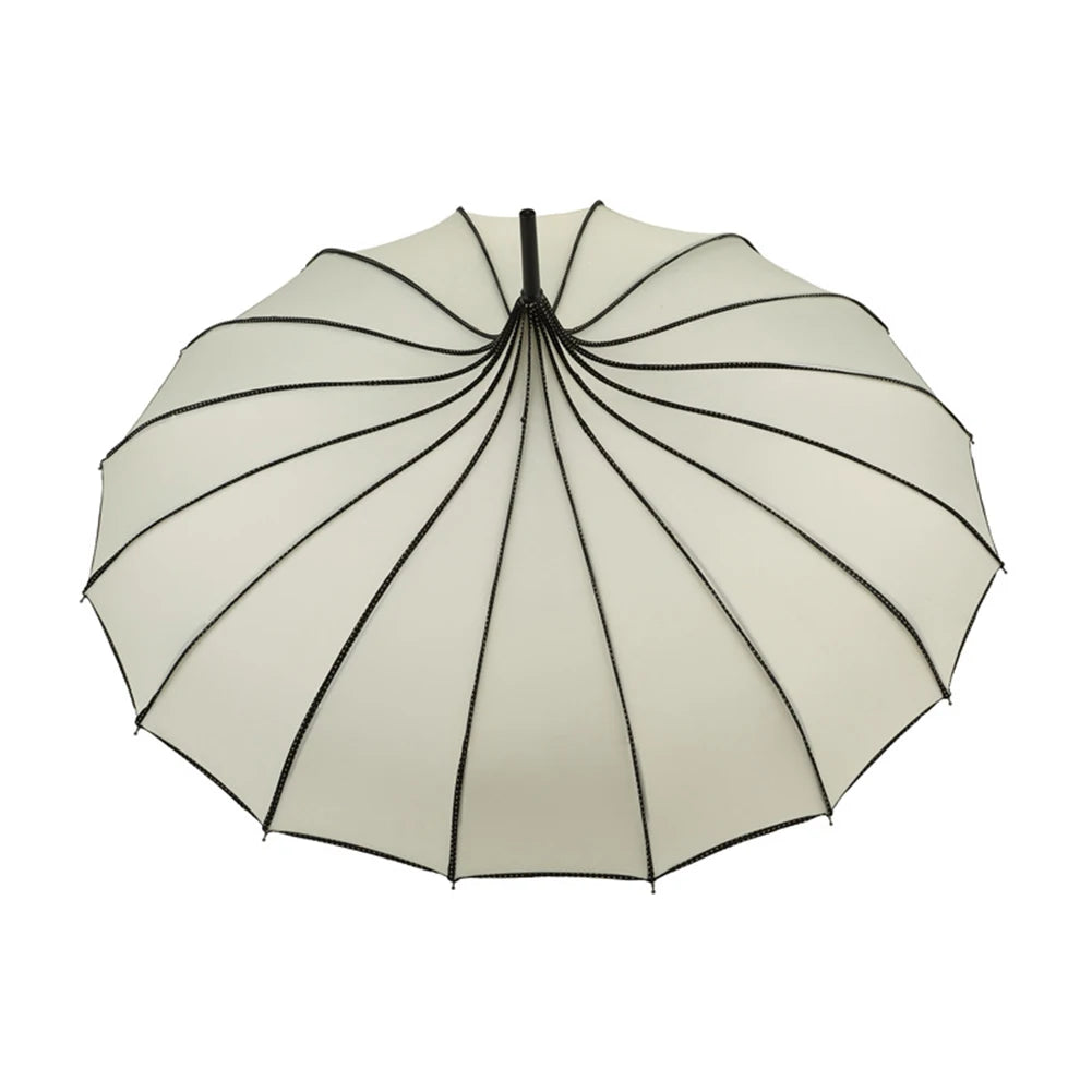 Vintage Pagoden-Schirm – 16-Streben Brautschirm für Hochzeit & Party, UV-Schutz Retro Sonnen- & Regenschirm Kaufschwan® Weiß