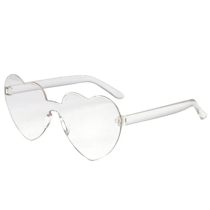 Randlose Herzförmige Polarisierte Sonnenbrille – Farbenfrohe Getönte Sonnenbrille mit UV400-Schutz und Polycarbonatgläsern für Damen und Mädchen Kaufschwan® Transparent