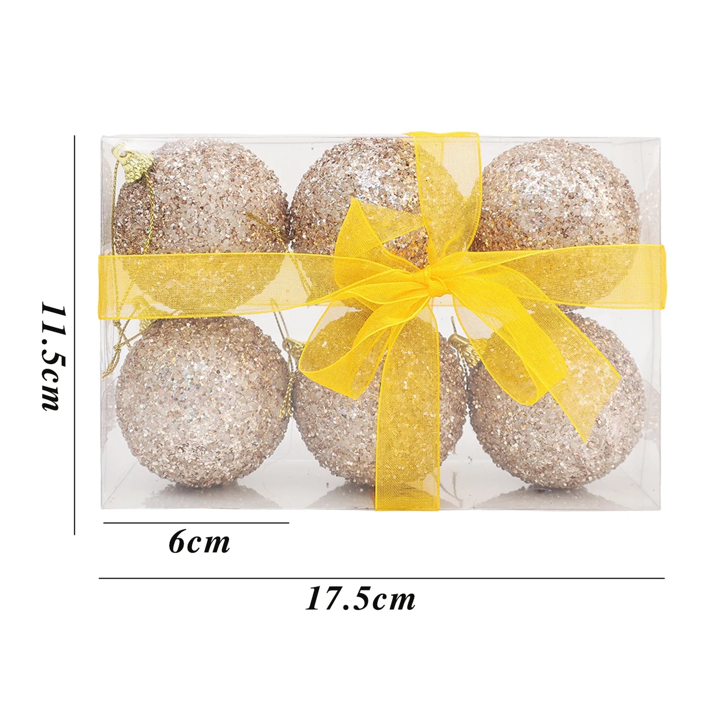 6–30 Stück Champagner Gold Glitzer Weihnachtskugeln – 6CM Christbaumkugeln | Festliche Deko für Weihnachten & Neujahr Kaufschwan® Gold 6 Stück