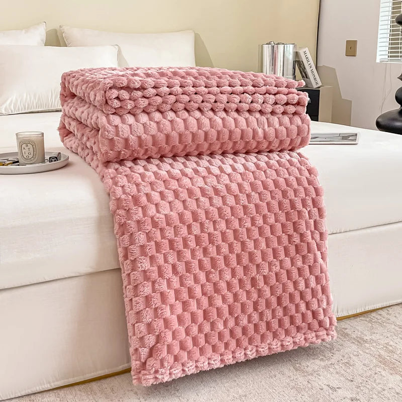 Kariert Weiche Warme Flauschige Samtdecke – Gemütlicher Sofaüberwurf & Bettdecke für Erwachsene, Kinder & Haustiere Kaufschwan® Pink 70x100cm(28x39inch)