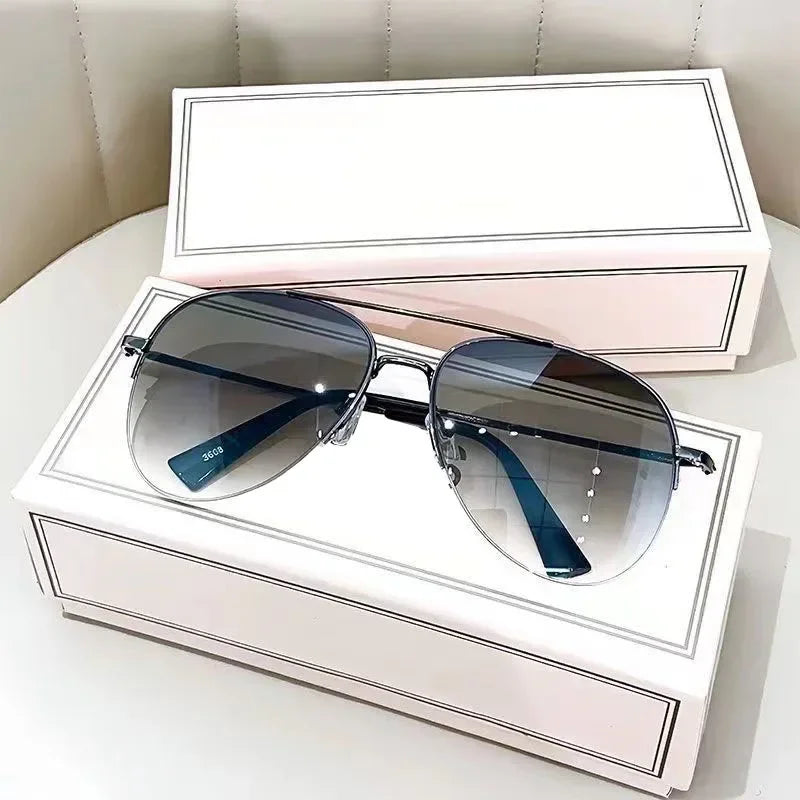 Modische Piloten-Sonnenbrille mit Verlaufsgläsern – Große Sonnenbrille mit UV400-Schutz und entspiegelten Gläsern für Herren Kaufschwan®