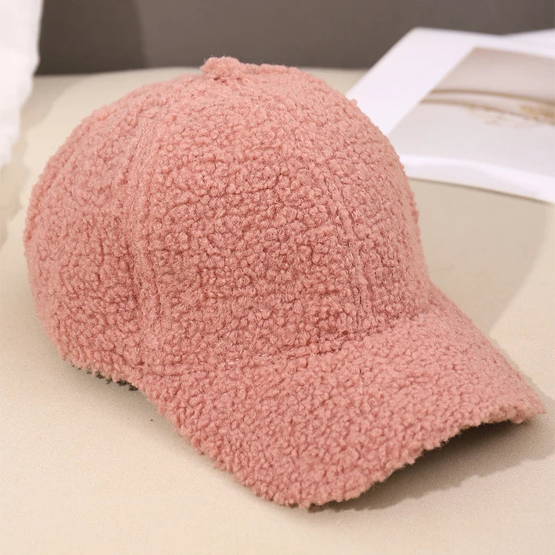 Herbst Winter Baseballkappe | Damen Kappe aus Kunstlammwolle | Warme Plüsch Baseballkappe Kaufschwan®