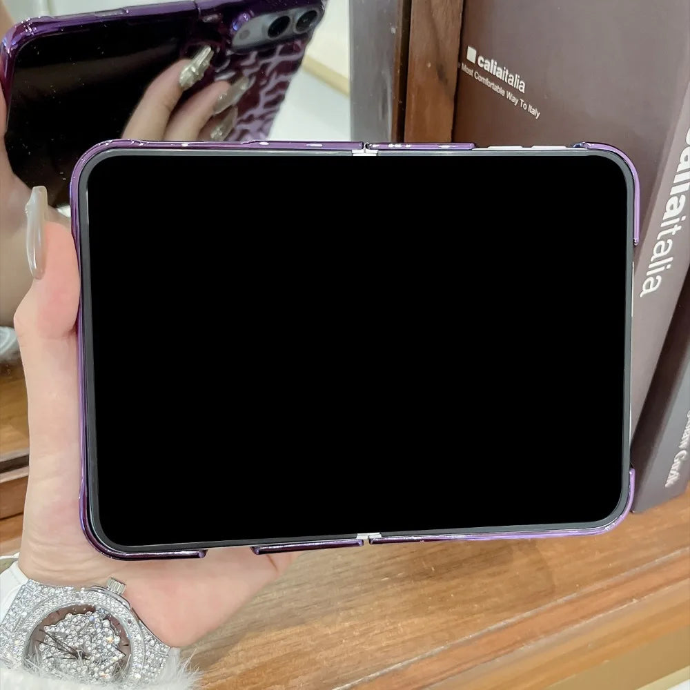 Chrom Schutzhülle mit Wasserwellenstruktur für iPhone Duo – Farbige Hart-PC-Hülle mit Stoß- und Scharnierschutz Kaufschwan®