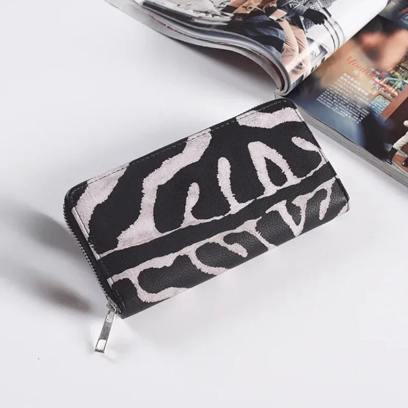 Damen Langbörse aus Leder – Klassisches Leopardenmuster | Modische Kartenbörse & Clutch Handtasche für Damen Kaufschwan® Design 3