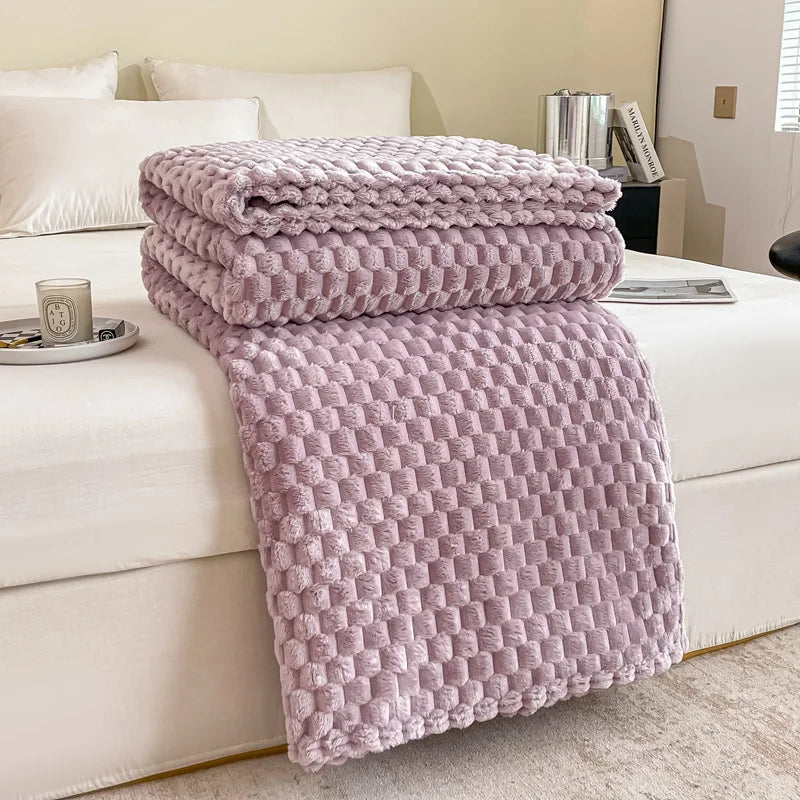 Kariert Weiche Warme Flauschige Samtdecke – Gemütlicher Sofaüberwurf & Bettdecke für Erwachsene, Kinder & Haustiere Kaufschwan® Lila 70x100cm(28x39inch)