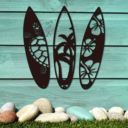 Metall Surfbrett Wanddeko – Sommer Strand Palmen Schild Kaufschwan®
