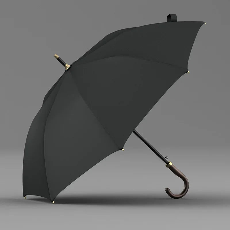 Winddichter Langgriff-Golfschirm – Luxus Business-Regenschirm für Herren & Damen, 8 Streben, 120cm Großschirm von Kaufschwan® Schwarz