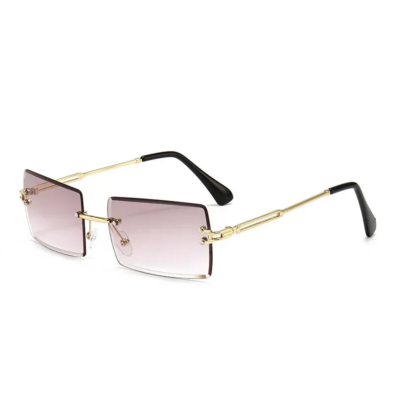 Luxuriöse randlose Vintage-Sonnenbrille – Rechteckige Damen-Sonnenbrille mit Verlaufsgläsern und UV400-Schutz für Reisen und Autofahren Kaufschwan® Lila/Grau