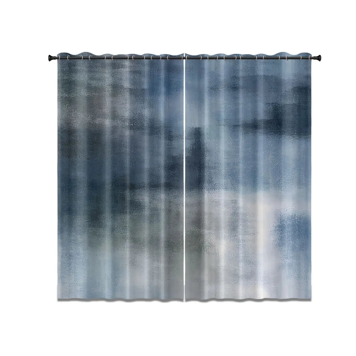 Graffiti Farbblock Print Vorhang 90g Isoliert Modernes Design für Wohnzimmer Schlafzimmer 2 Stück/Set Kaufschwan® Blau - Grau 264x214 cm Ösenverschluss