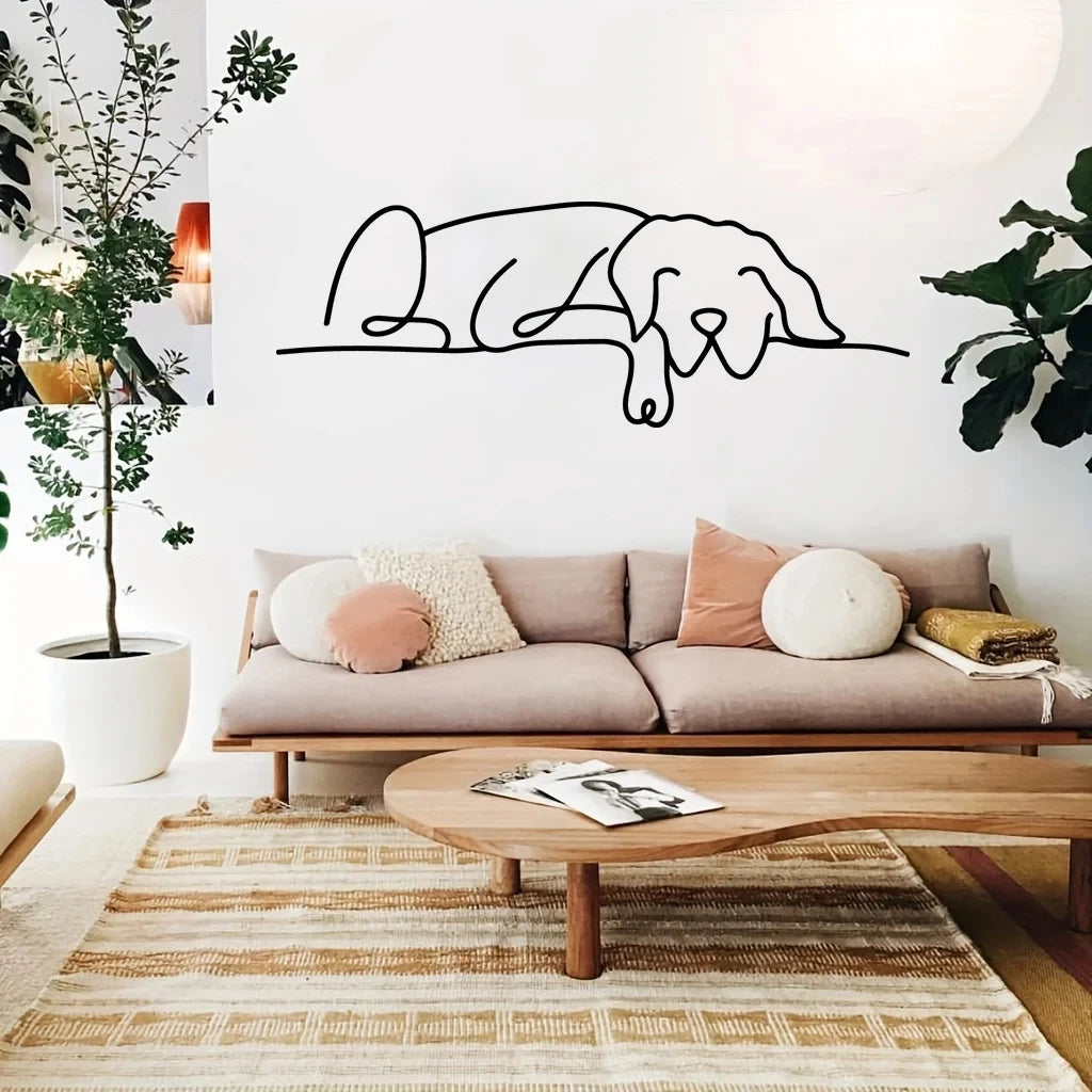 Metall Hunde Wanddeko – Minimalistisches Metall Wandbild für Wohnzimmer Kaufschwan®