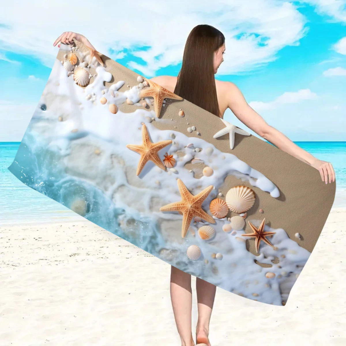 Strandtuch mit Ozean-Motiv – Schnell Trocknendes Mikrofaser Handtuch | Multifunktionales Handtuch für Sport, Schwimmen & Fitness Kaufschwan®