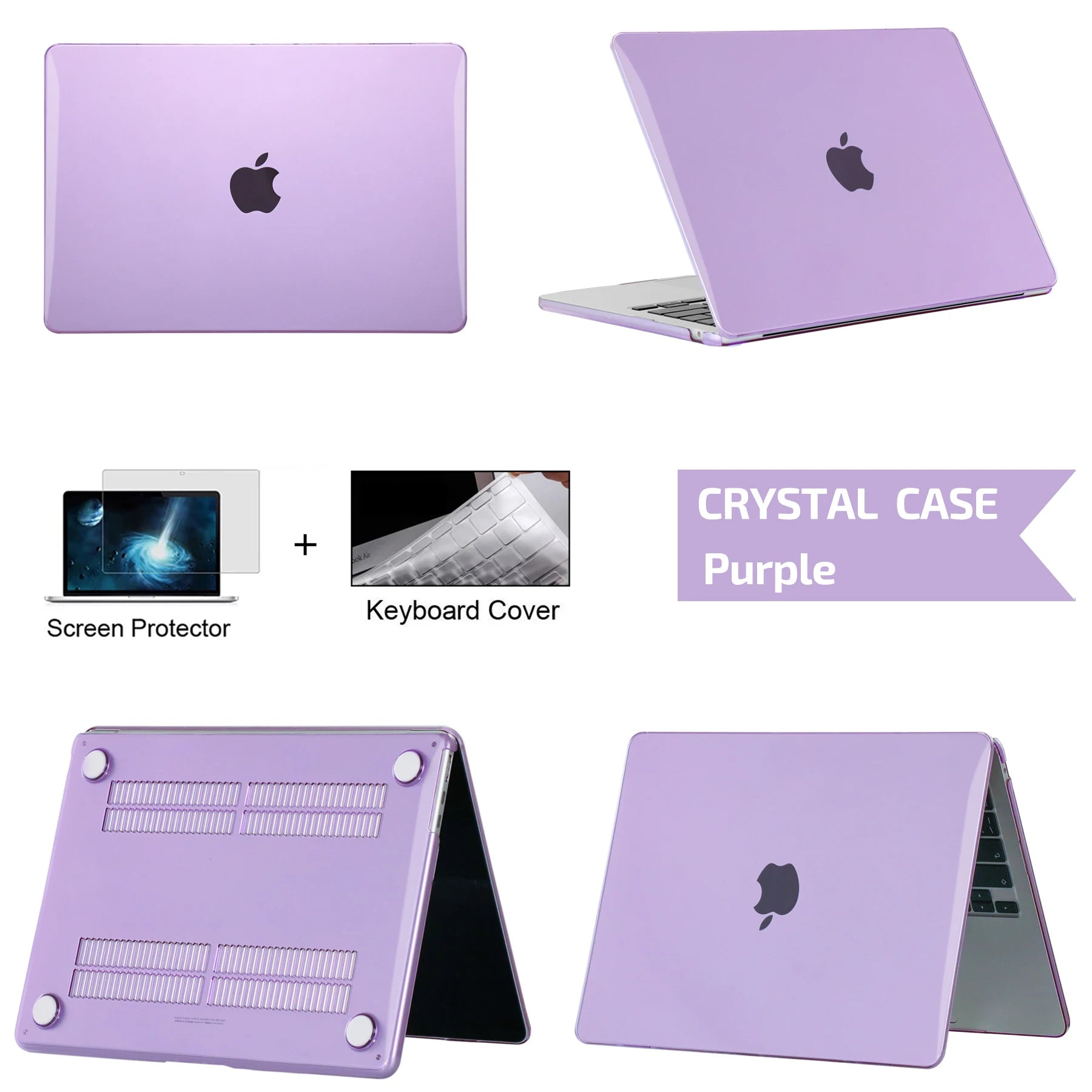 Laptop Hülle für MacBook Air & Pro – Schlanke Stoßfeste Hartschalen Schutzhülle Kaufschwan® Kristallviolett Neo A3404