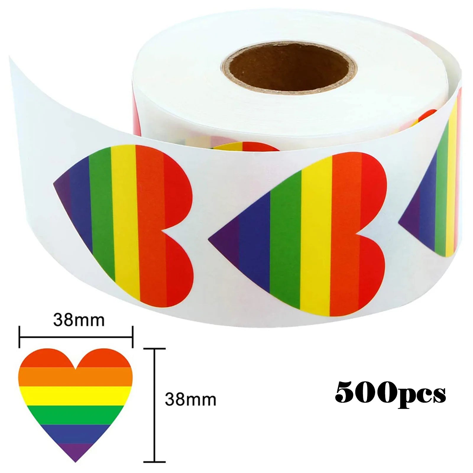 500 Stück Pride Aufkleber – Regenbogen Herz & Quadrat Etiketten | 3,8cm/2,5cm Klebeaufkleber für Tasse, Tasche, Vase & DIY-Dekoration Kaufschwan®