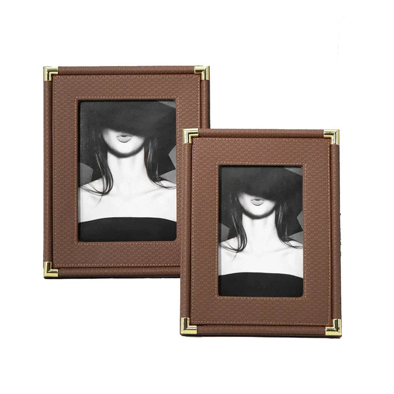 Minimalistischer Leder Bilderrahmen – Stilvoller Desktop Fotorahmen für Moderne Wohn Dekoration Kaufschwan® Braun 10.2x15.2cm