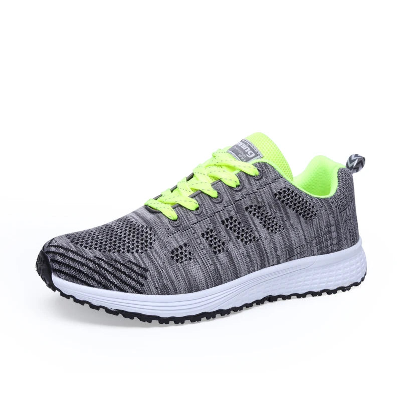 Damen Sneaker – Modische Flache Schuhe mit Plateau-Optik | Bequeme Alltagsschuhe in Übergrößen Kaufschwan® Grau Grün 35