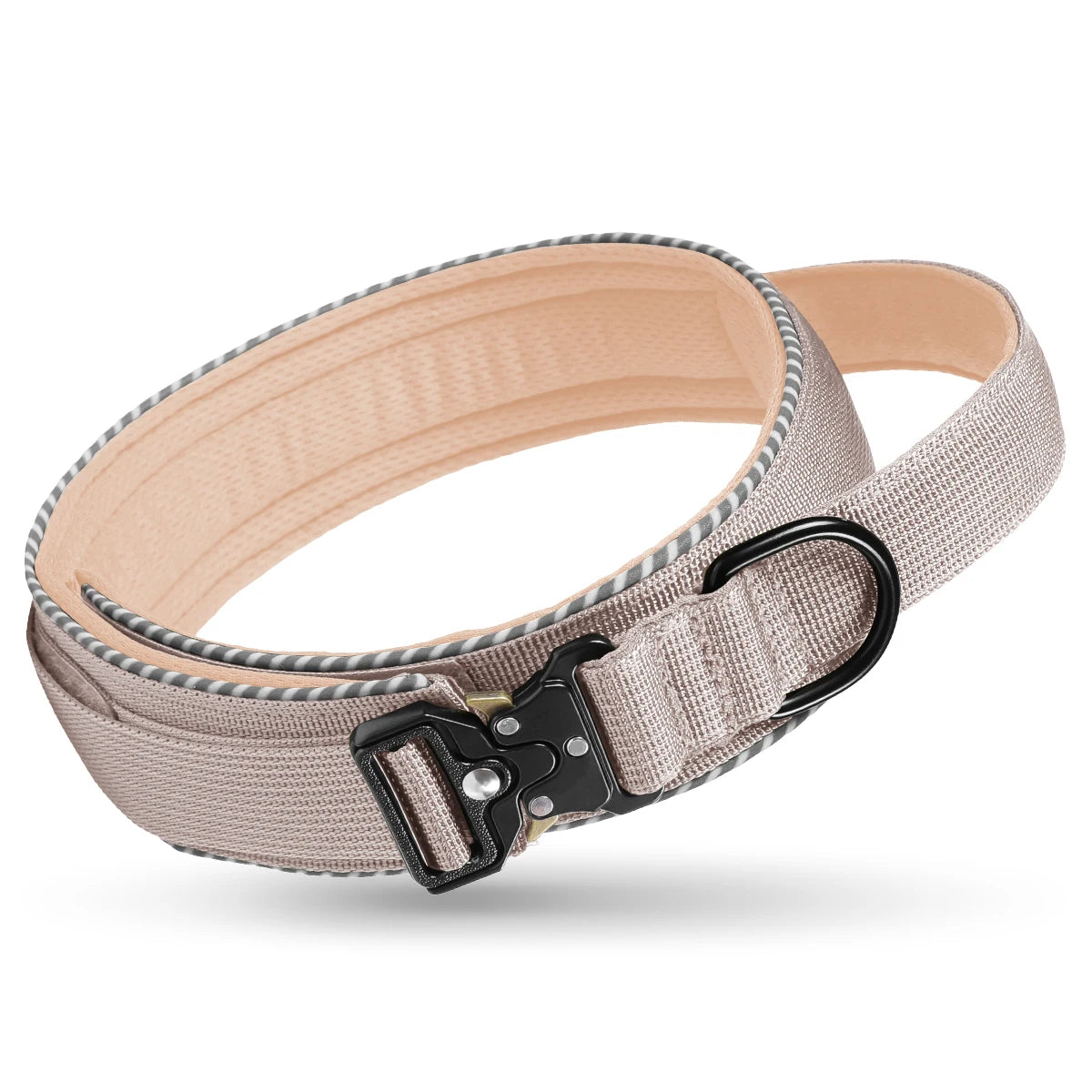 Hundehalsband mit Griff Verstellbar Militär Nylon Trainingshalsband mit Starker Schnalle Kaufschwan® Khaki M