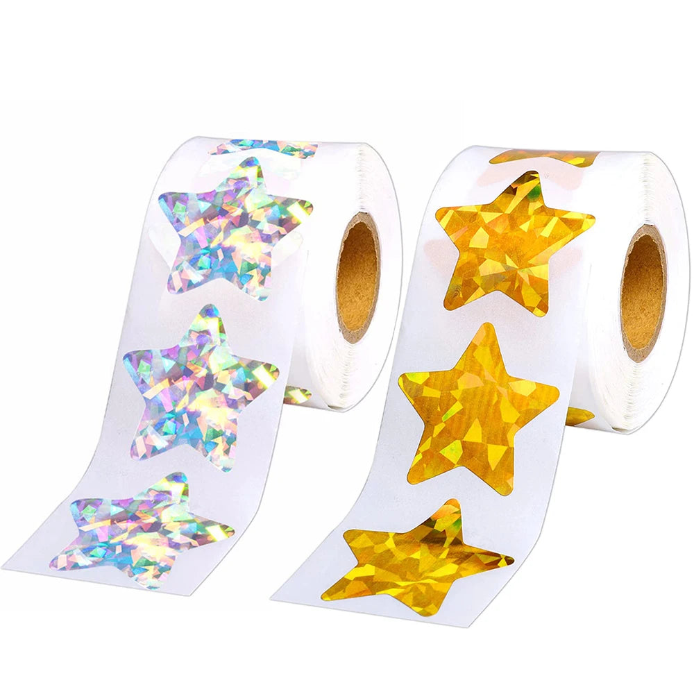 50–500 Stück Silberne Folien-Sternaufkleber – Holografische Belohnungs-Sticker für Kinder, Lehrer & Bastelarbeiten | Glänzende Sterne für Dekoration & Unterricht Kaufschwan®