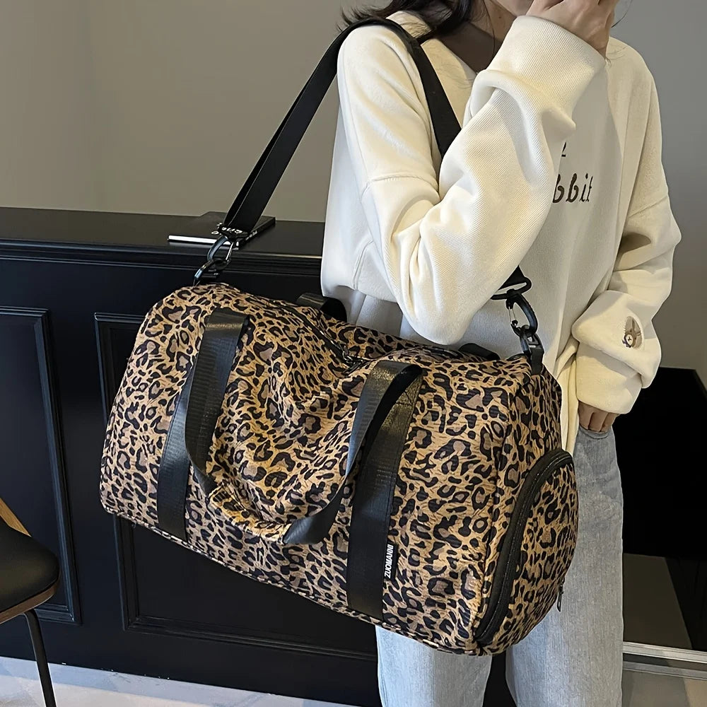 Modische Damen Leopardenmuster Tote Bag – Große Reisetasche Weekender & Overnight Bag mit Schuhfach Kaufschwan®