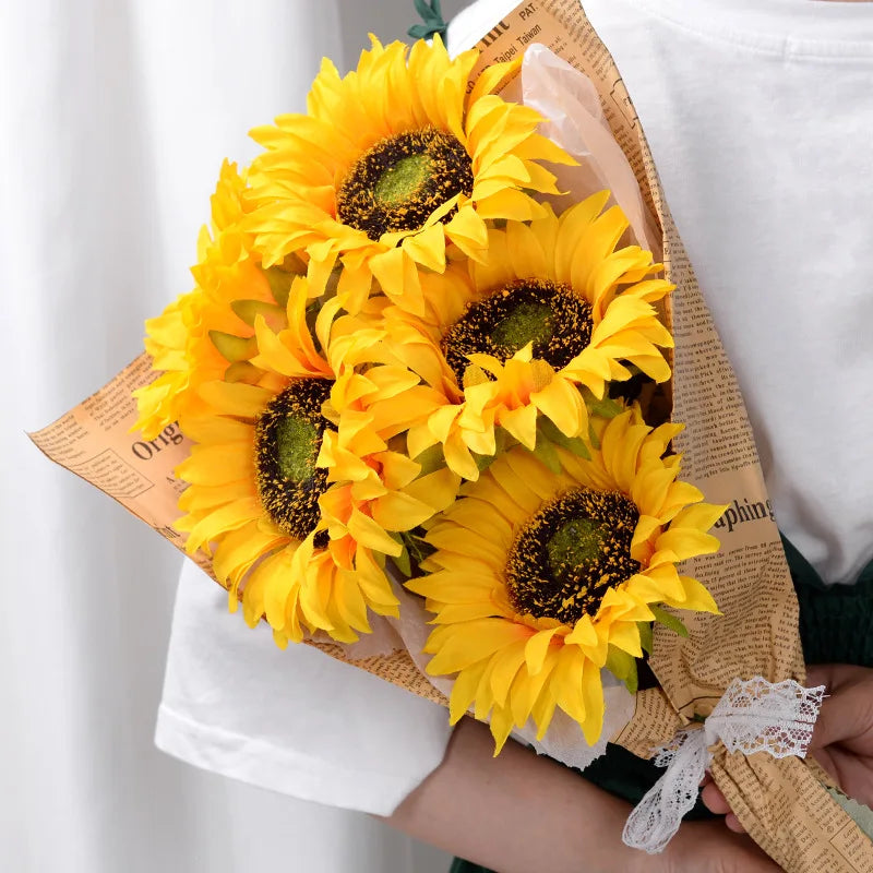 6 Stück Sonnenblumen Künstliche Blumenstrauß – Realistische Herbstdekoration für Garten & Zuhause | Florale Arrangements & Hochzeitsdeko Kaufschwan®