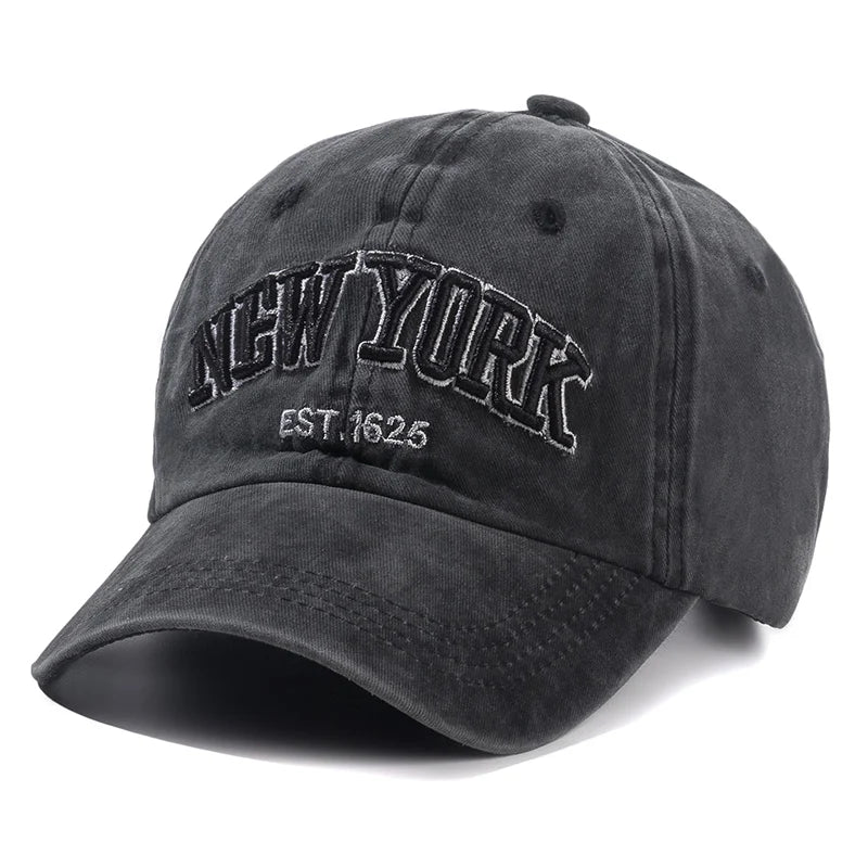 New York Washed Cotton Cap | Herren & Damen Snapback Baseballkappe | Sonnenschutz Baseballcap | Outdoor Baseballcap Kaufschwan® Schwarz