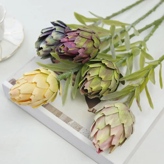 Künstliche Artischocken & Protea Cynaroides – Realistische Kunstblumen für Tischdekoration, Wohnzimmer & Hochzeitsarrangements Kaufschwan®