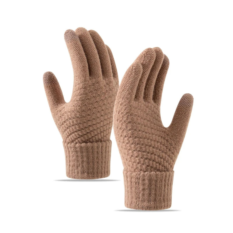 Winter Touchscreen Strickhandschuhe – Warme Unisex Vollfinger Handschuhe | Verdickte Strickhandschuhe aus Kunstwolle für Damen & Herren