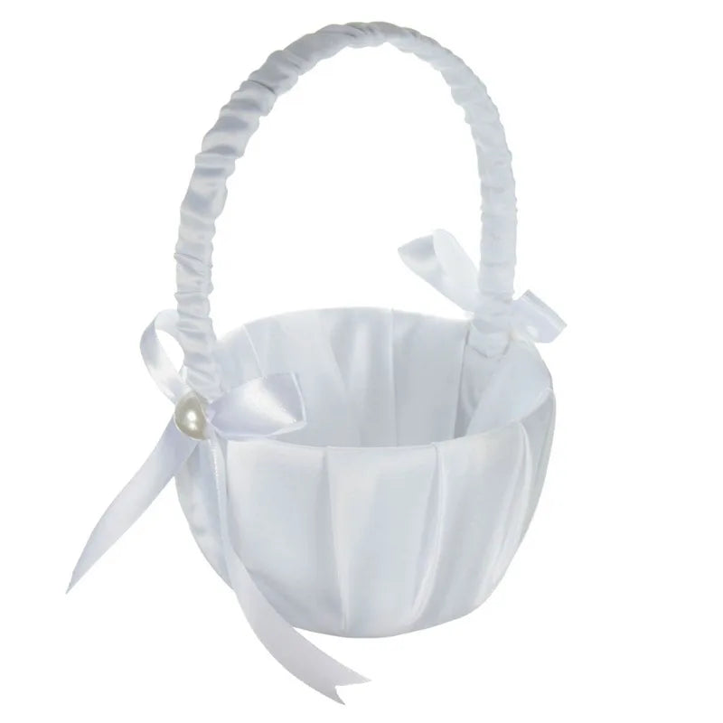 Satin Perlen Blumenkorb – Eleganter Hochzeitskorb für Blumenmädchen und Ringe Kaufschwan®
