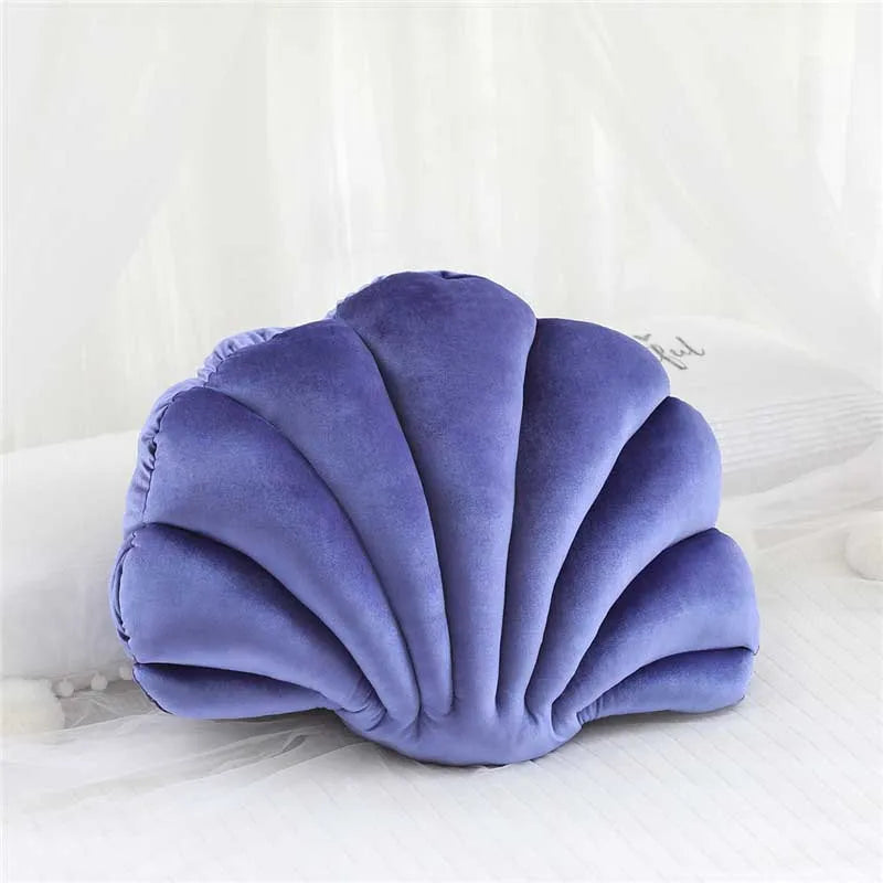 Velours Kissen mit Füllung für Wohnkultur | Sofa Kissen mit Muschel Design | Geschenk | 32x25cm Kaufschwan®
