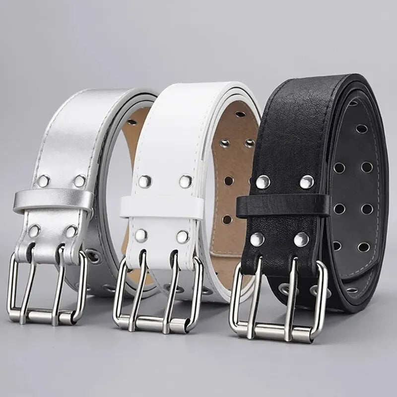 Unisex Doppel-Loch Gürtel – Punk Hip Hop Rock Stil | Trendiger Verstellbarer Gürtel für Männer & Frauen, Subkultur Modeaccessoire Kaufschwan®