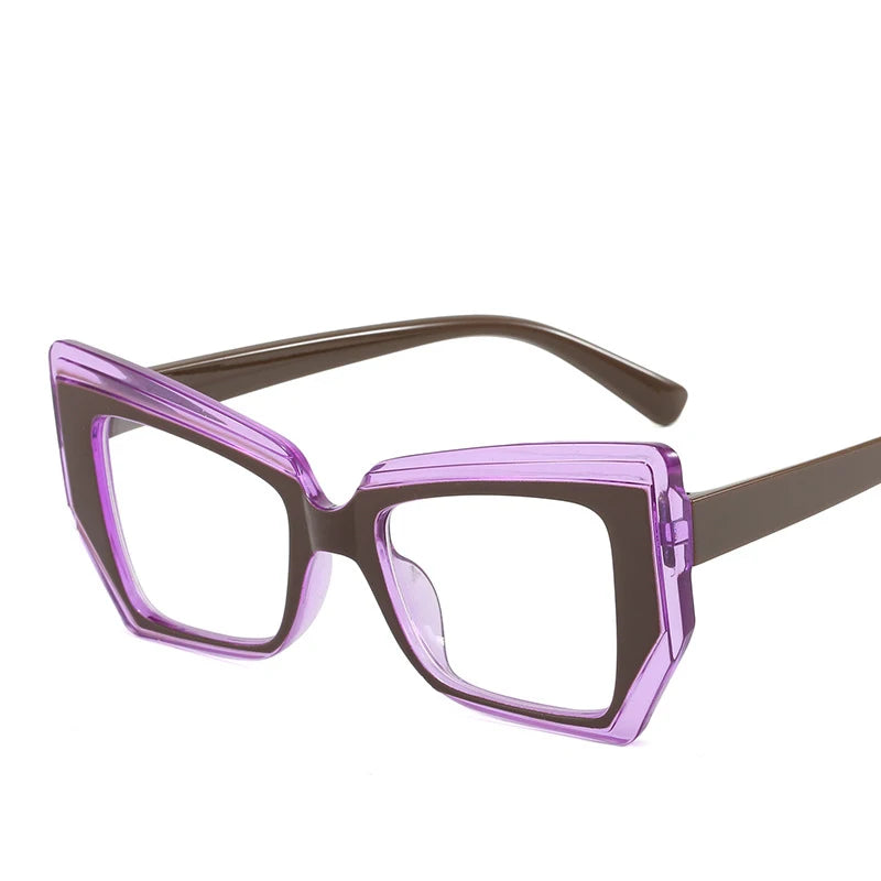 Anti-Blau-Licht Brille für Damen & Herren – Polygon Anti-Blau-Licht Fassung | Modische Optische Brille im Besonderen Design Kaufschwan® Lila