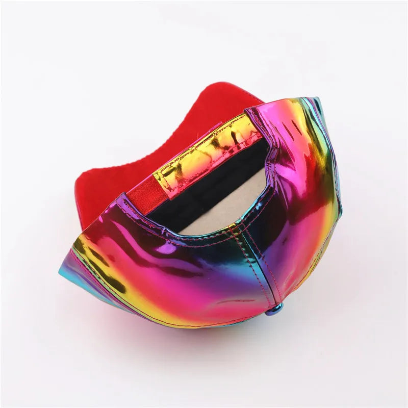 Unisex PU Rainbow Farbwechsel Baseballkappe | Fashion Erwachsenen Laser Hip Hop Baseballcap | Outdoor Freizeit Snapback Glänzende Party Kappe Kaufschwan®