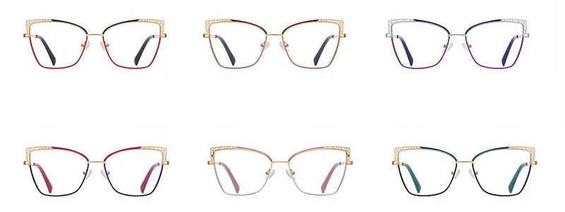Cat-Eye Anti-Blau-Licht Brille – Elegante Metallfassung mit Klarem Glas | Modische Computerbrille für Damen (Modell 99007) Kaufschwan®