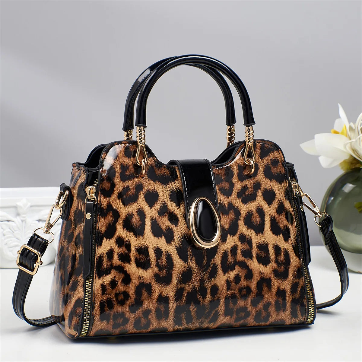 Trendige Damenhandtasche mit Leopardenmuster – Große PU Schulter- & Satchel Tasche | Alltagstasche für Frauen Kaufschwan®