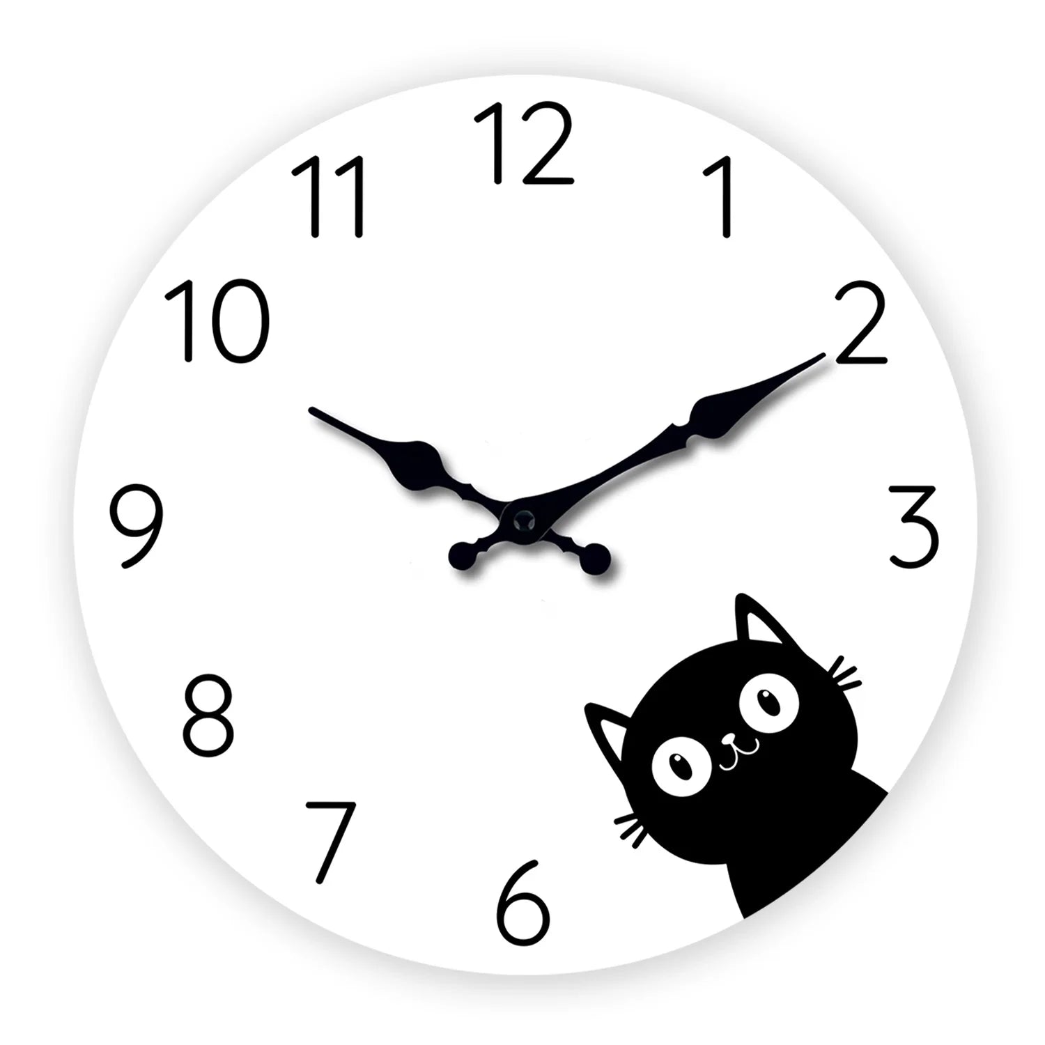 Schwarze Katzen Holz Wanduhr – Leise Quarz Minimalistische Deko Uhr Kaufschwan® 16 Zoll