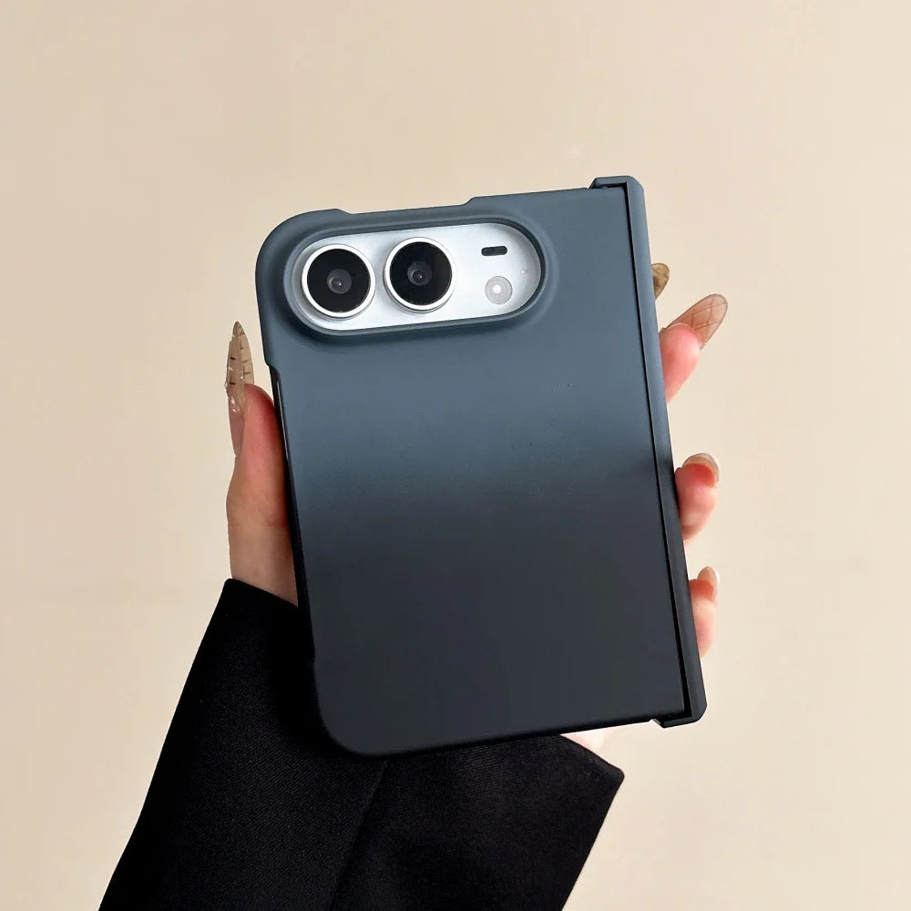 Luxuriöse Schlanke Schutzhülle mit Farbverlauf für iPhone Duo – Matte Hart-PC-Hülle mit Stoß- und Scharnierschutz Kaufschwan® Dunkelgrau iPhone Duo